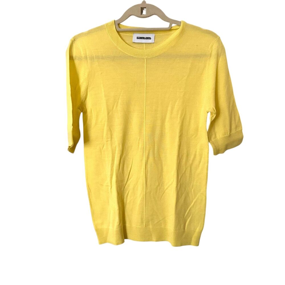 SAINT ART Lucia Short Sleeve Merino Wool‎ Sweater Yellow Medium
